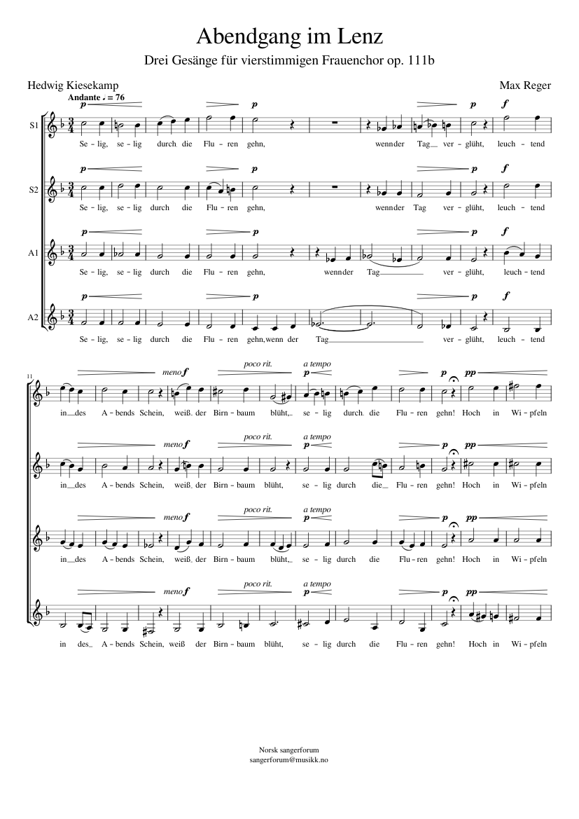 Drei Gesänge für Frauenchor Op. 111b