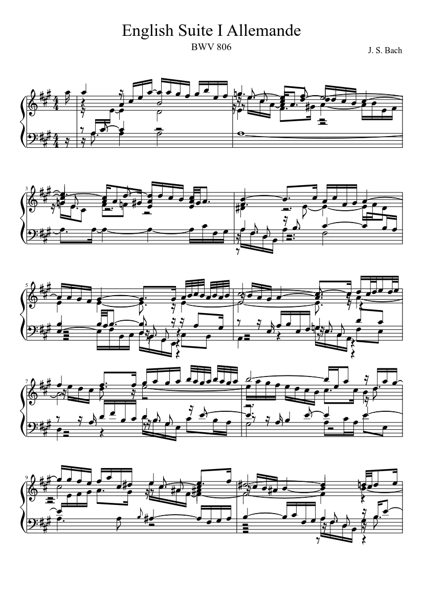 English Suite No.1 in A major BWV 806