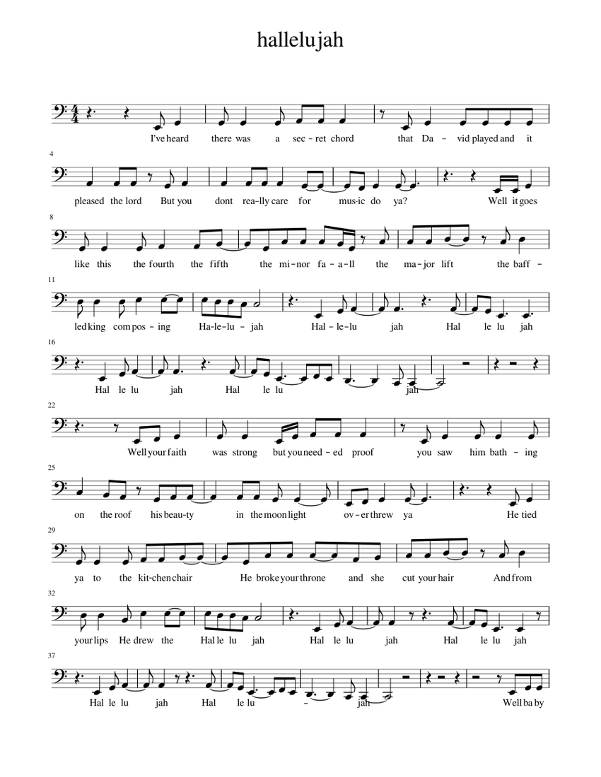 Hallelujah Sheet music for Cello (Solo) | Musescore.com