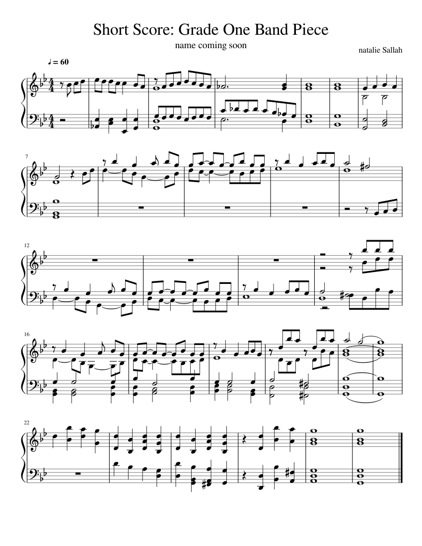 Short Score Grade One Band Piece Sheet music for Piano (Solo) |  Musescore.com