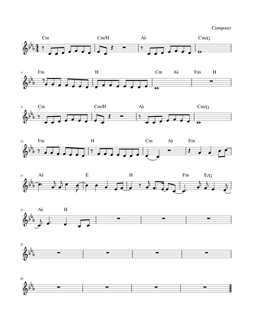 Hetken tie on kevyt Cm Sheet music for Piano (Solo) | Musescore.com