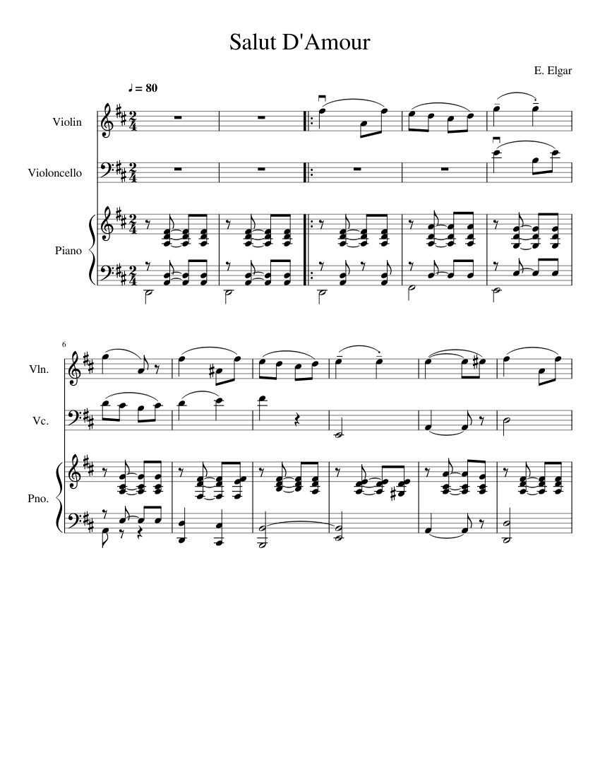 Salut D'Amour Sheet music for Piano, Violin, Cello (Piano Trio