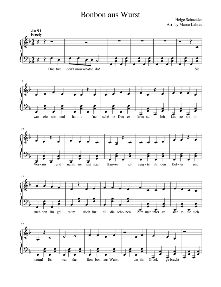 Bonbon aus Wurst Sheet music for Piano (Solo) | Musescore.com