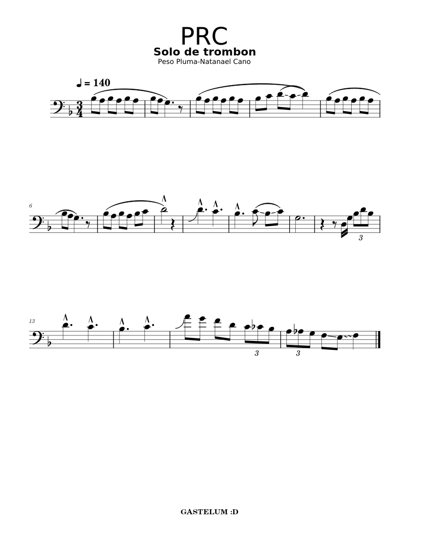 PRC – Peso Pluma y Natanael Cano (Solo de trombon) - piano tutorial