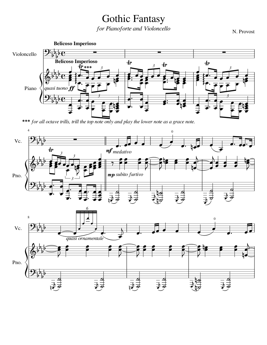 Gothic Fantasy Sheet music for Piano, Cello (Solo) | Musescore.com