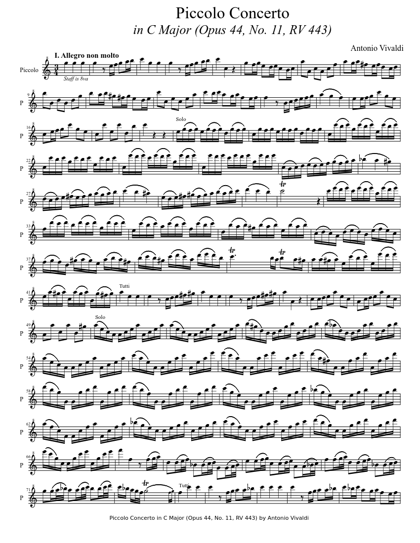 Concerto in C major(Vivaldi) Sheet music for Oboe (Solo)