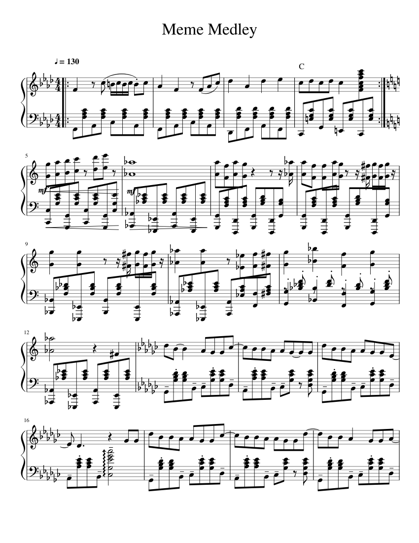 Meme Medley | Piano Sheet music for Piano (Solo) | Musescore.com