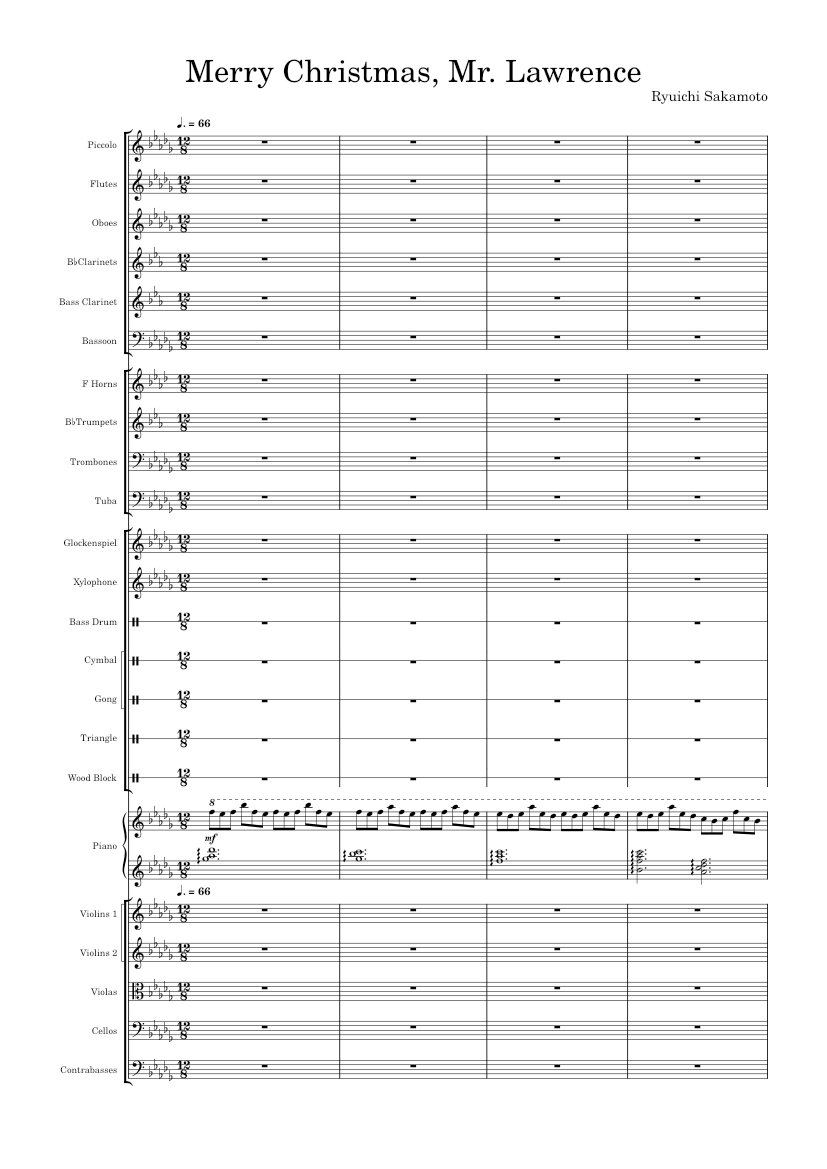 Merry Christmas, Mr. Lawrence – Ryuichi Sakamoto Sheet Music for Piano ...