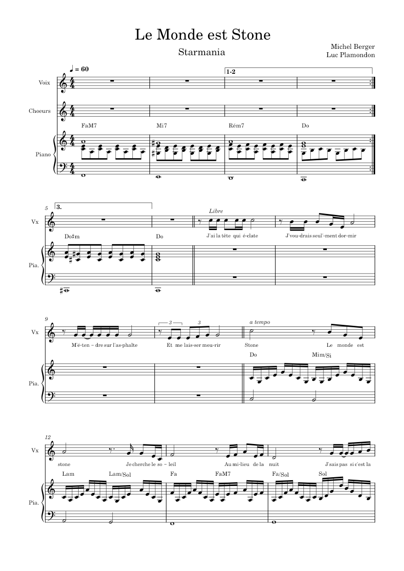 Le monde est Stone Sheet music for Piano, Strings group, Clarinet other  (Mixed Trio) | Musescore.com