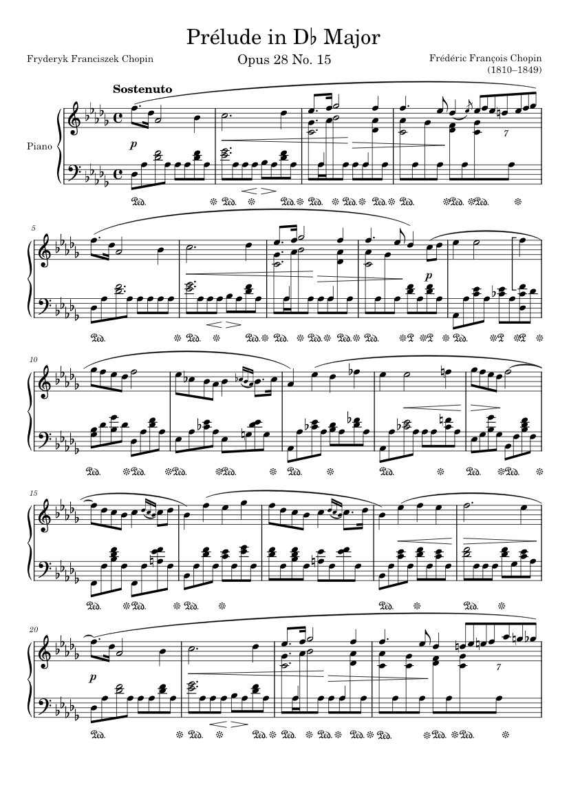 Prelude Opus 28 No 15 In D Major Sheet Music For Piano Solo Musescore Com
