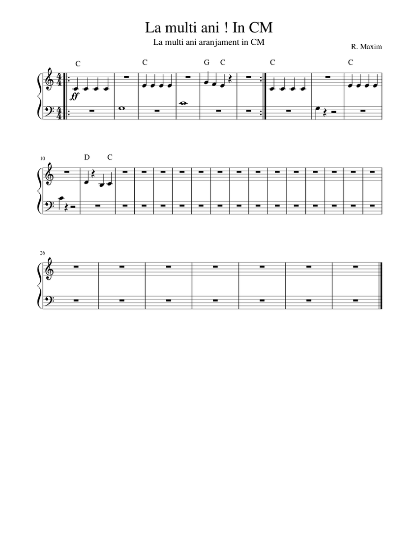 La multi ani In CM Sheet music for Piano (Solo) | Musescore.com