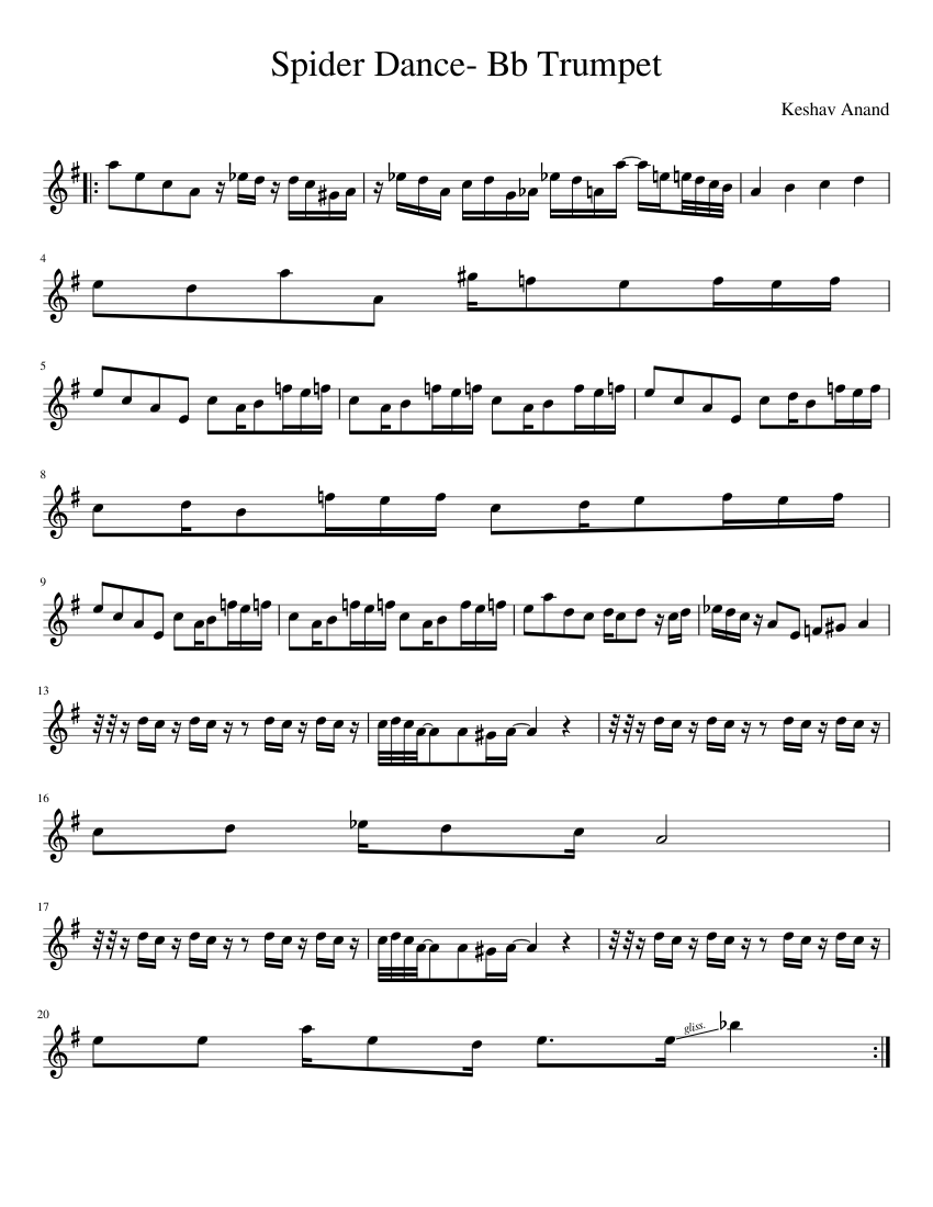 Spider Dance- Bb Trumpet Sheet Music For Trumpet In B-flat (Solo ...