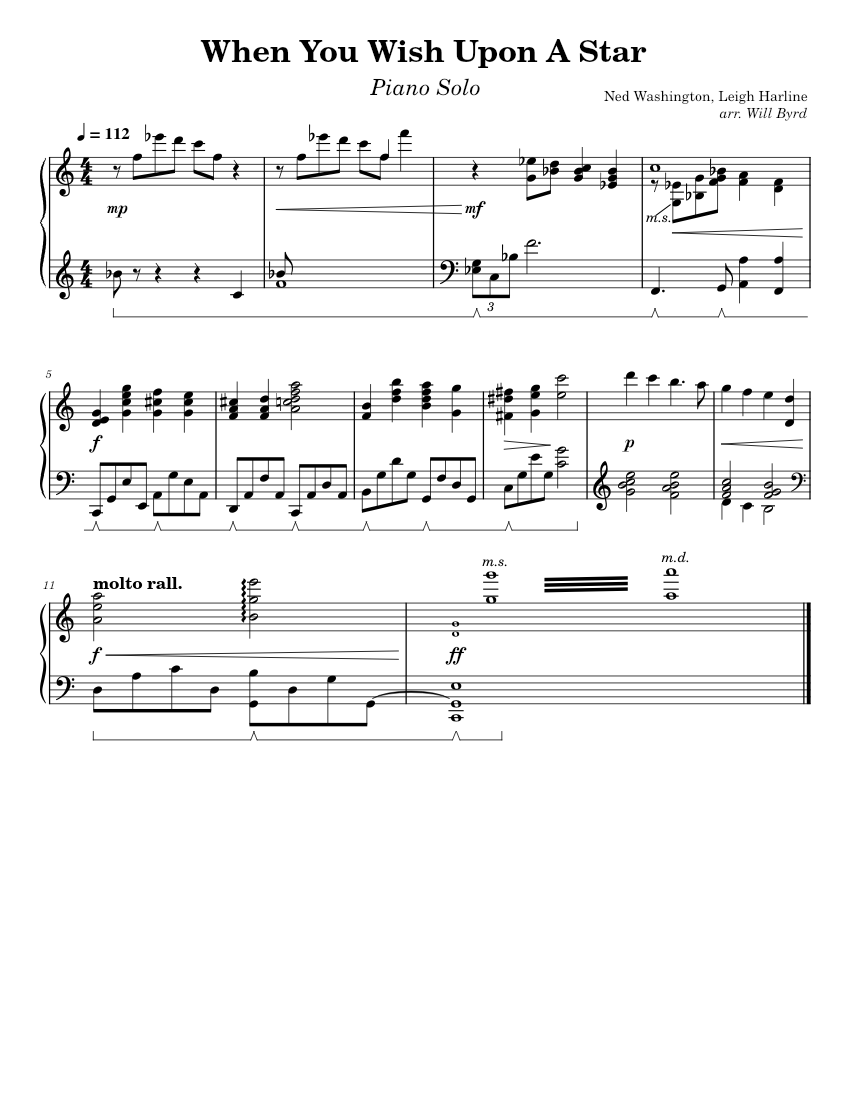 When You Wish Upon A Star (Disney Intro Theme) Piano Solo Sheet music