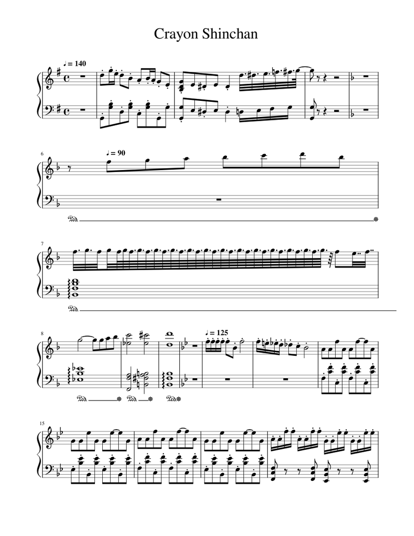 Crayon Shinchan Sheet music for Piano (Solo) | Musescore.com