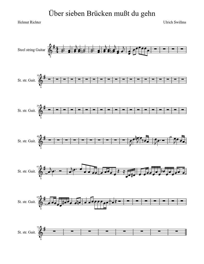  ber Sieben Br cken Mu t Du Gehn Sheet Music For Bouzouki Solo 