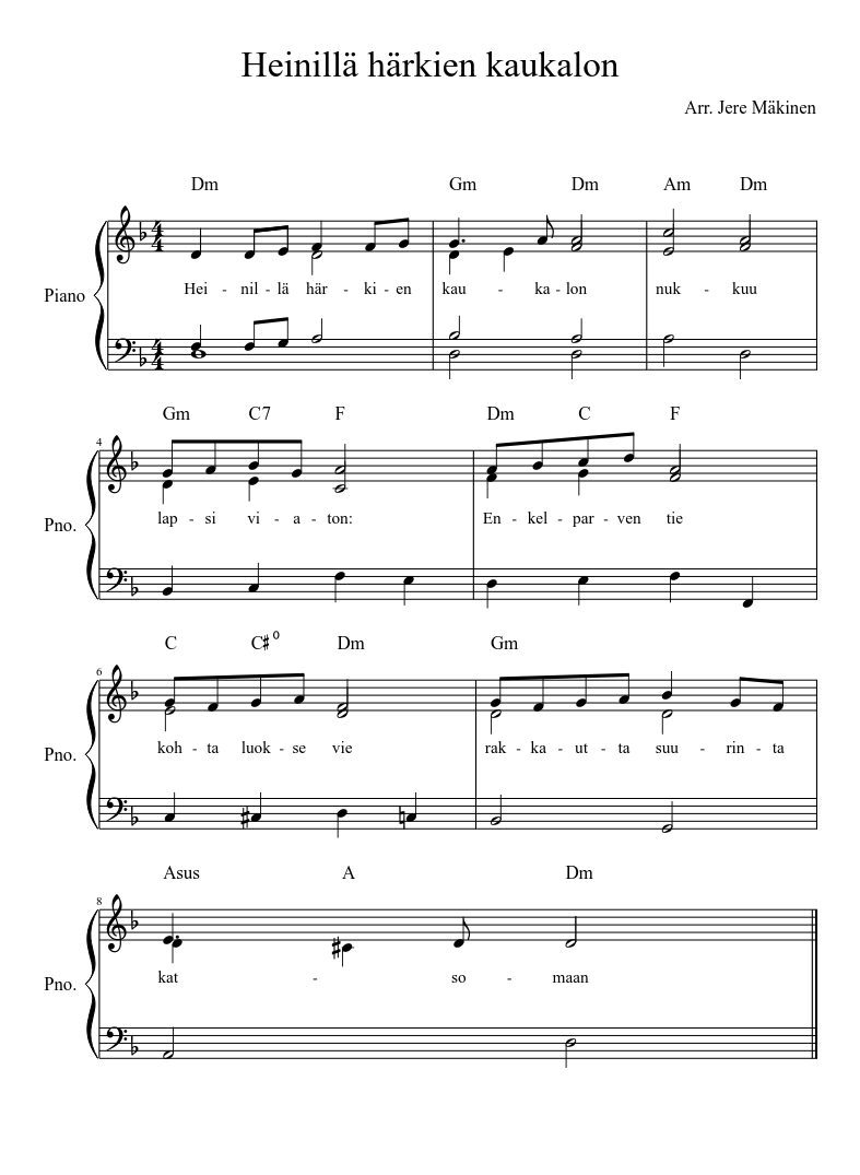 Heinillä härkien kaukalon Sheet music for Piano (Solo) | Musescore.com