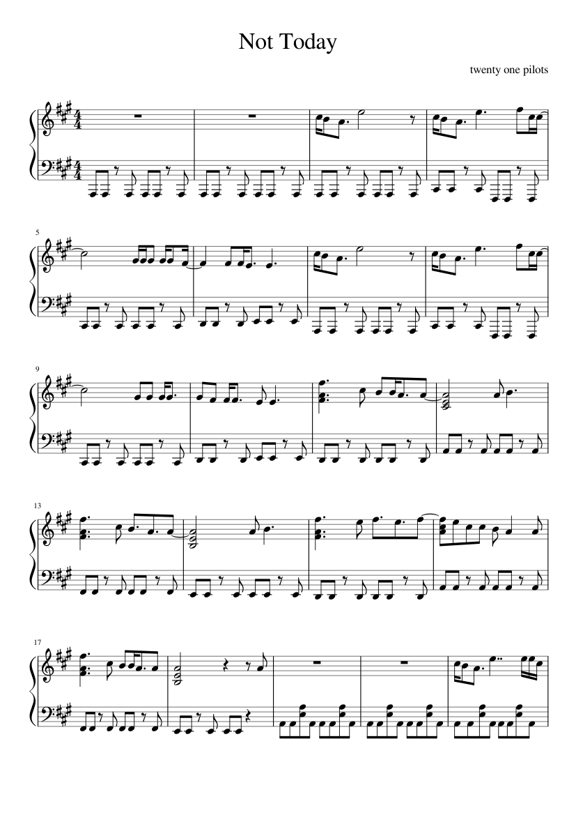 Not Today - twenty one pilots Sheet music for Piano (Solo) | Musescore.com