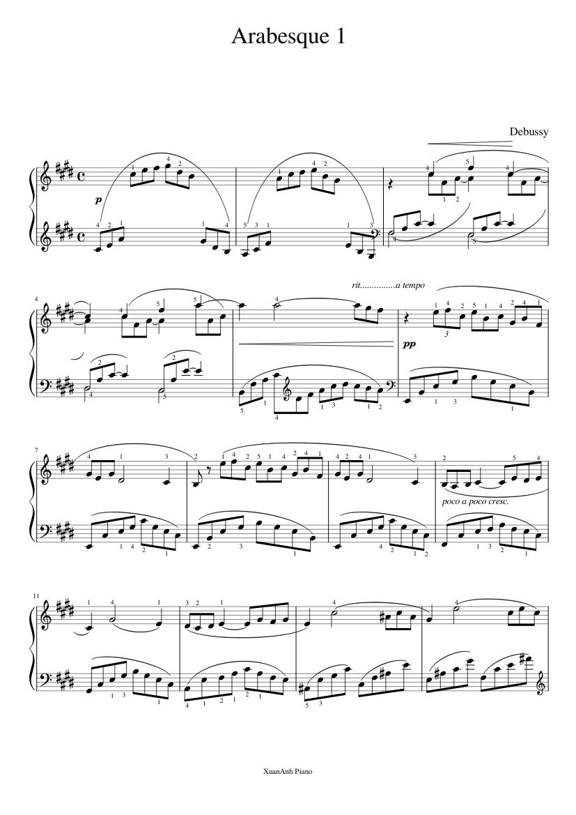 Arabesque 1 Sheet Music for Piano (Solo) | MuseScore.com