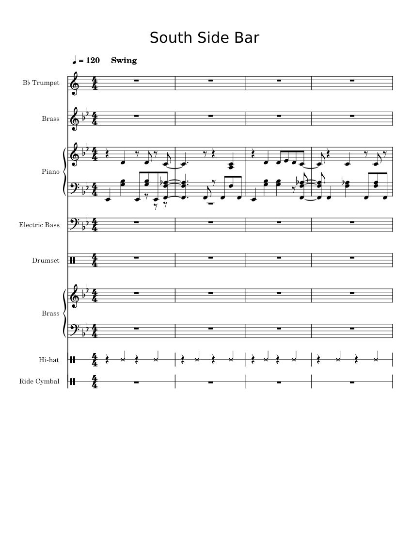 South Side Bar Sheet music for Piano, Trumpet in bflat, Bass guitar