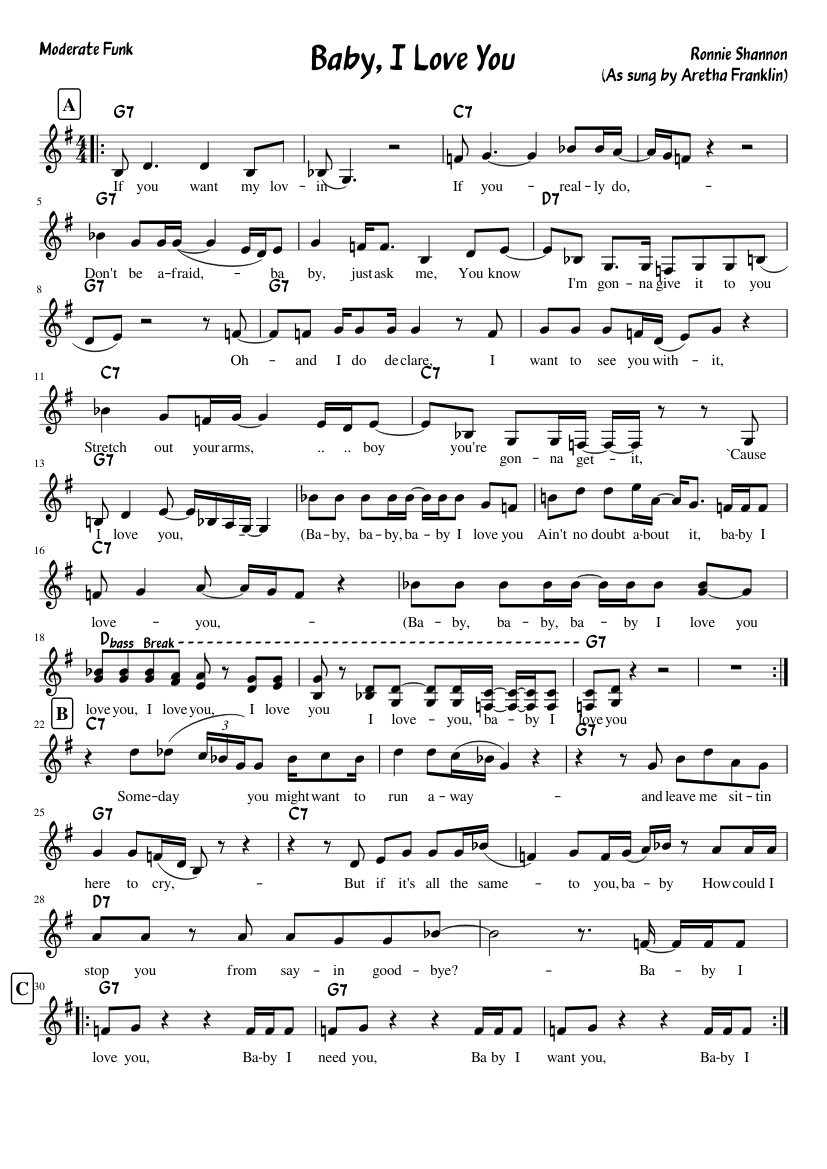 Baby I Love You Sheet music for Piano (Solo) Easy | Musescore.com