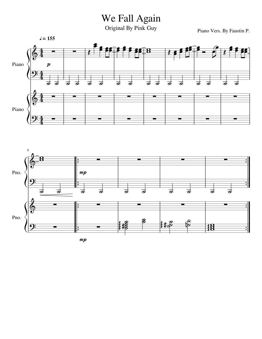 We Fall Again - Piano Duet (Better Version) Sheet music for Piano (Piano  Duo) | Musescore.com