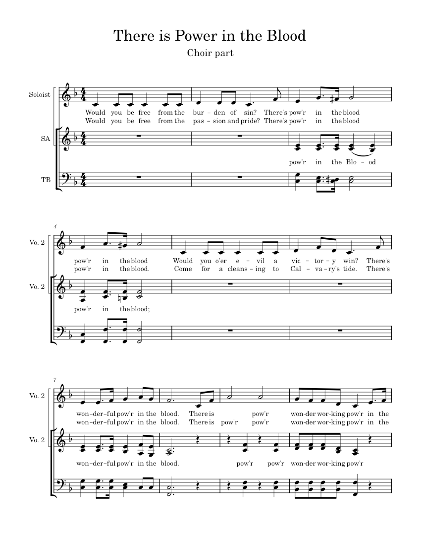 There is Power in the Blood Sheet music for Synthesizer (Mixed Trio ...