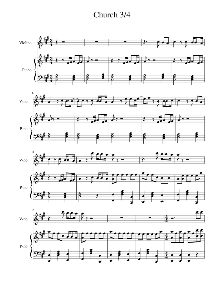 Church Sheet music for Piano, Violin (Mixed Duet) | Musescore.com