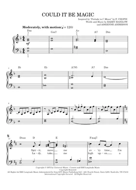 Free Could It Be Magic by Barry Manilow sheet music | Download PDF or print  on Musescore.com