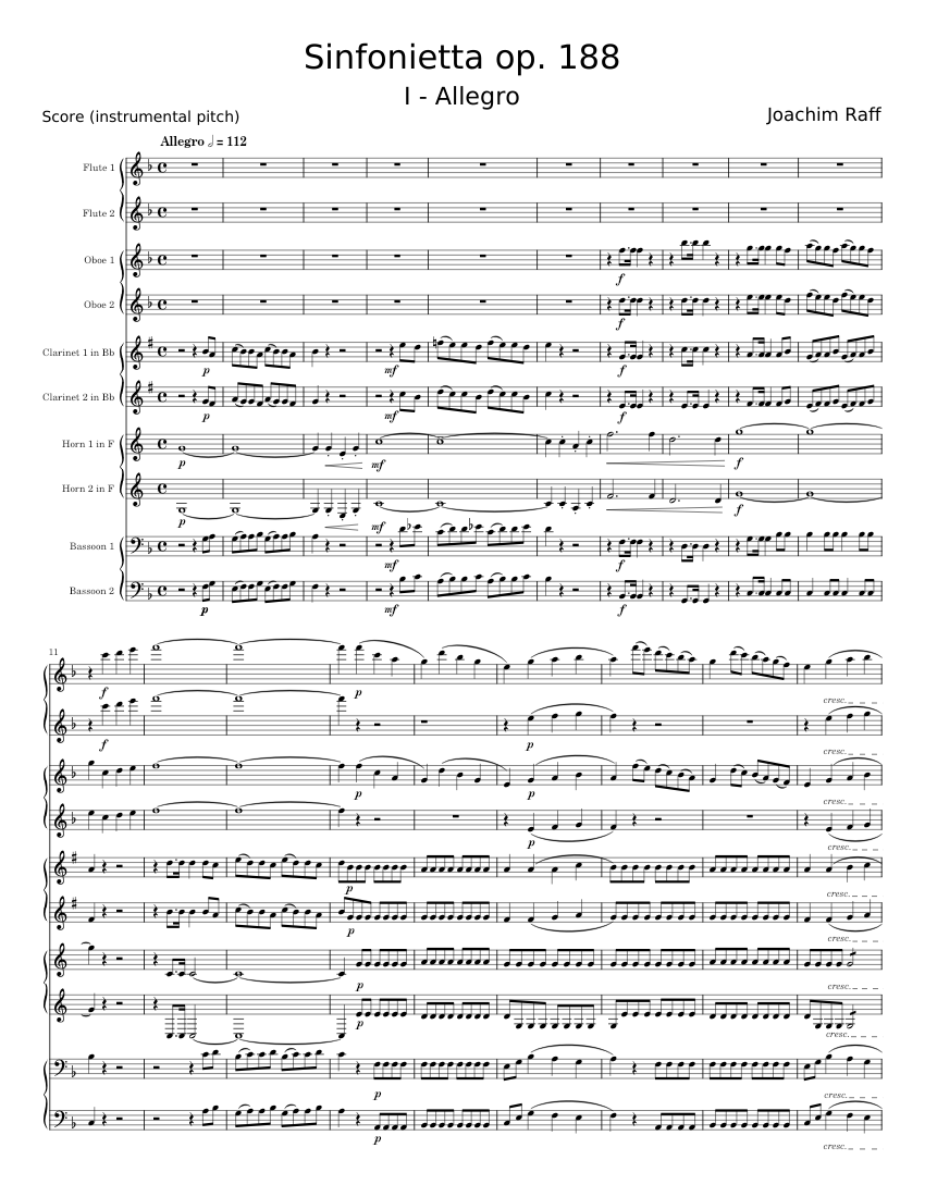Sinfonietta, Op.188 - Joachim Raff Sheet music for Flute, Oboe, Bassoon ...