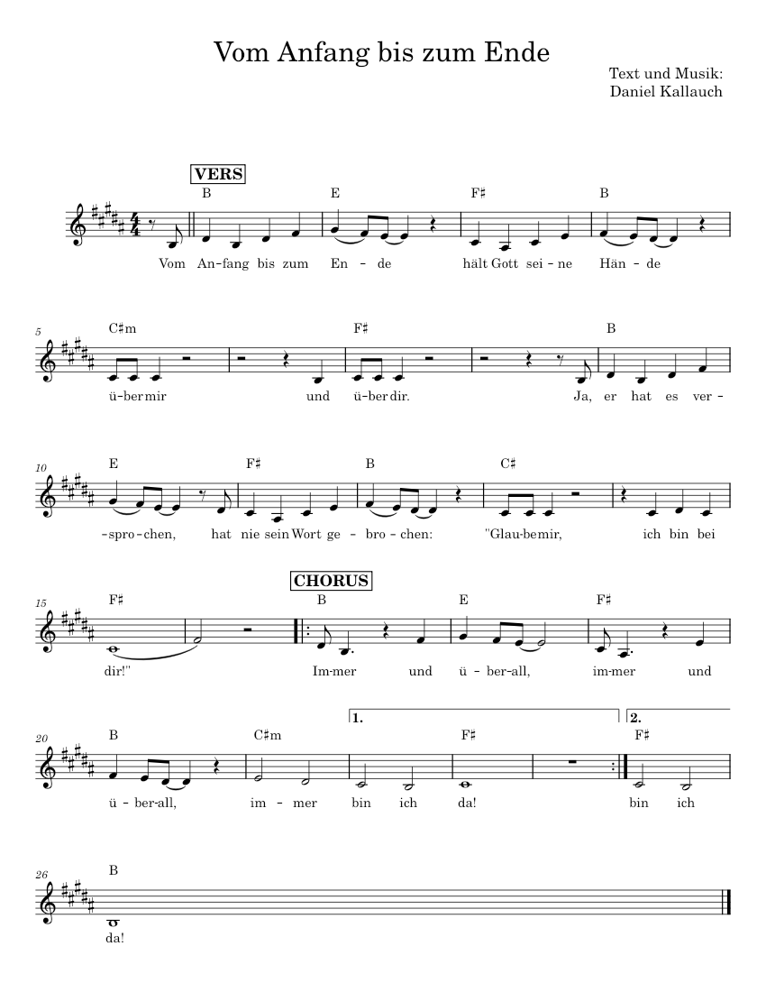 Vom Anfang Bis Zum Ende Immer Und berall Daniel Kallauch Sheet Music Vom Anfang Bis Zum Ende Immer Und berall Daniel Kallauch Sheet Music
