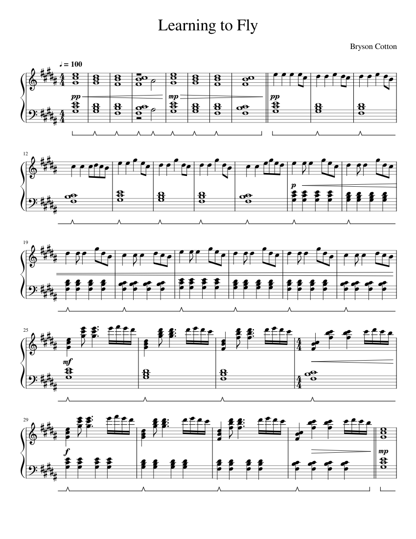 Learning to Fly Sheet music for Piano (Solo) | Musescore.com