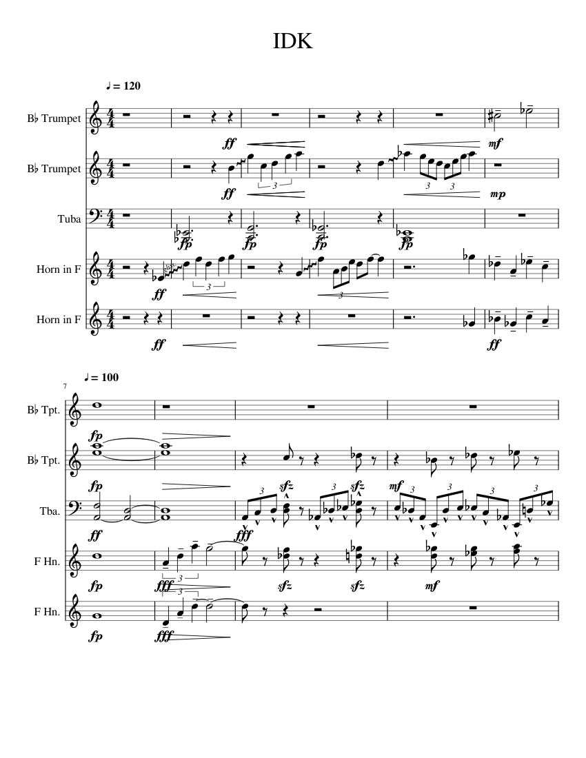 Rips Sheet music for Tuba, Trumpet in bflat, French horn (Mixed