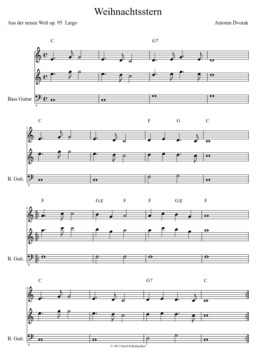 Weihnachtsstern Sheet Music with Chords for Vocals, Bass guitar, Harp  (Mixed Trio) | MuseScore.com