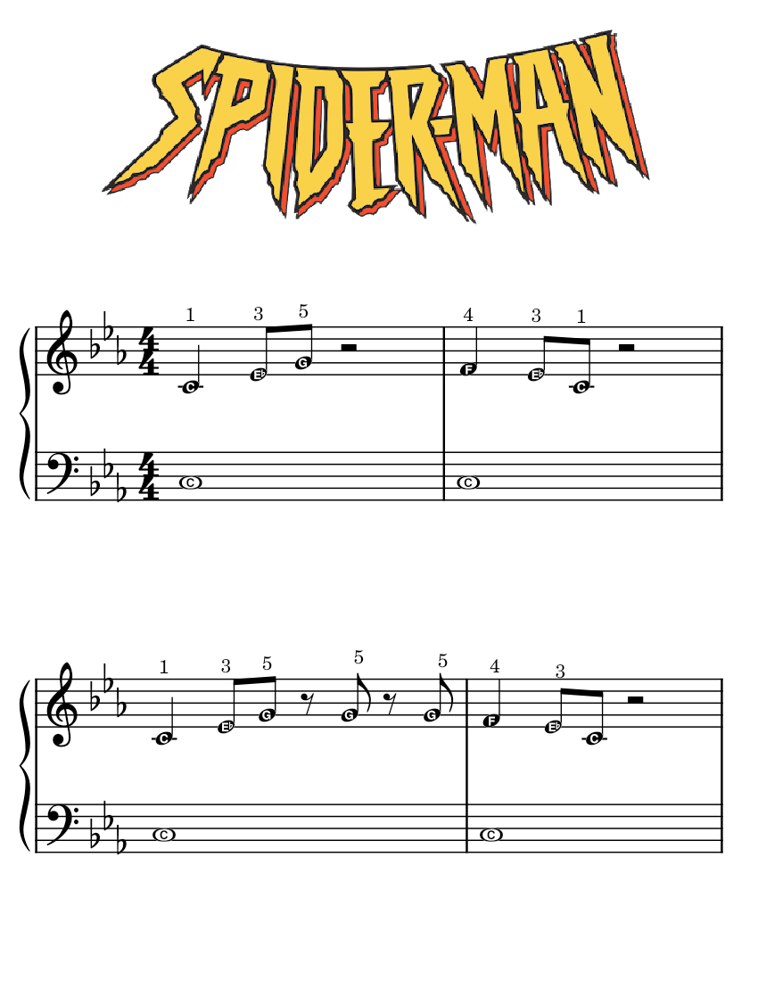 Music Note Spider Spiderman theme – Misc Soundtrack Spiderman Sheet music for Piano (Solo ...