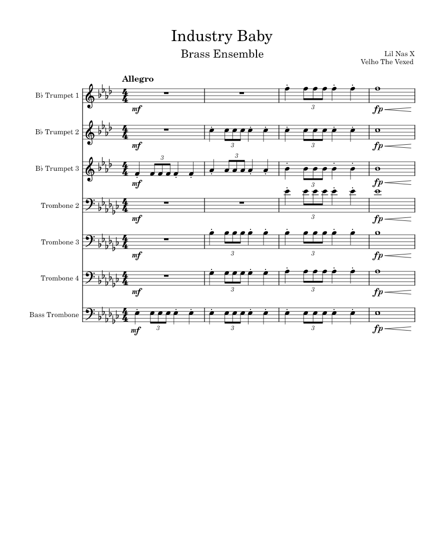 Industry Baby Lil Nas X Sheet music for Trombone, Trombone bass