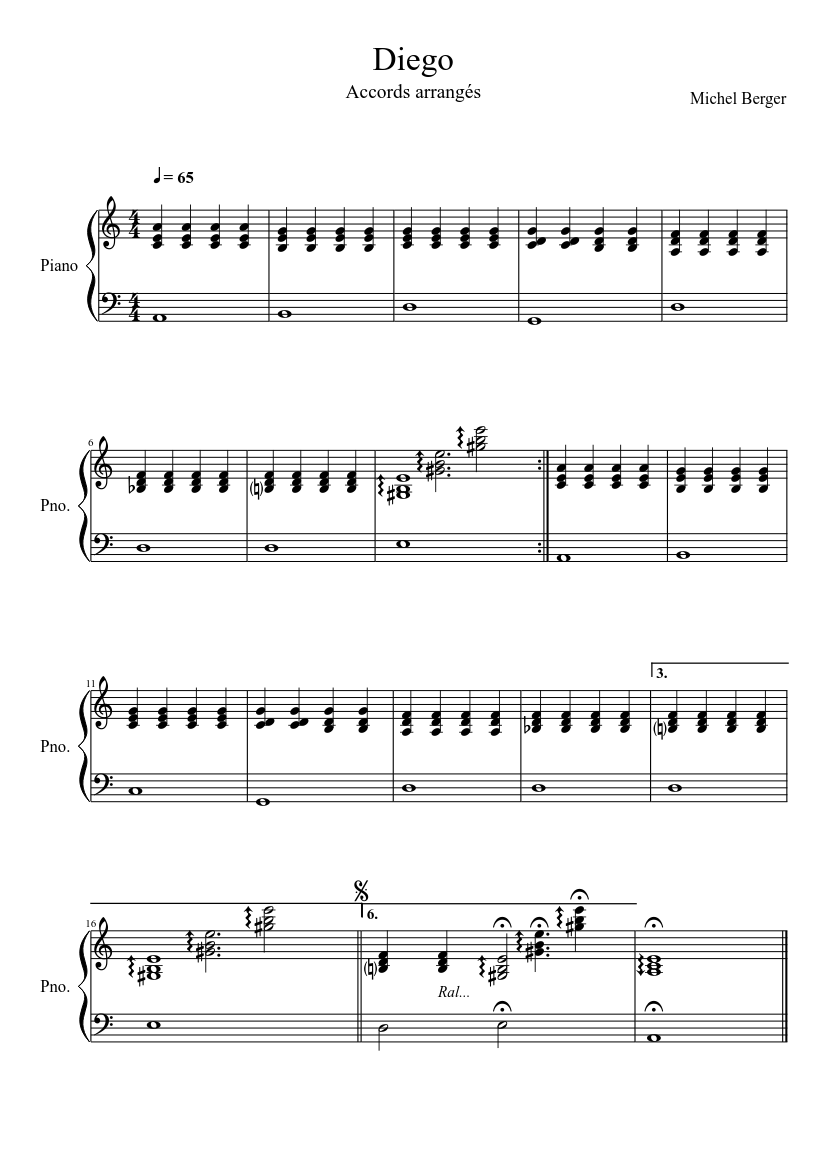 Diego Sheet music for Piano (Solo) Easy | Musescore.com