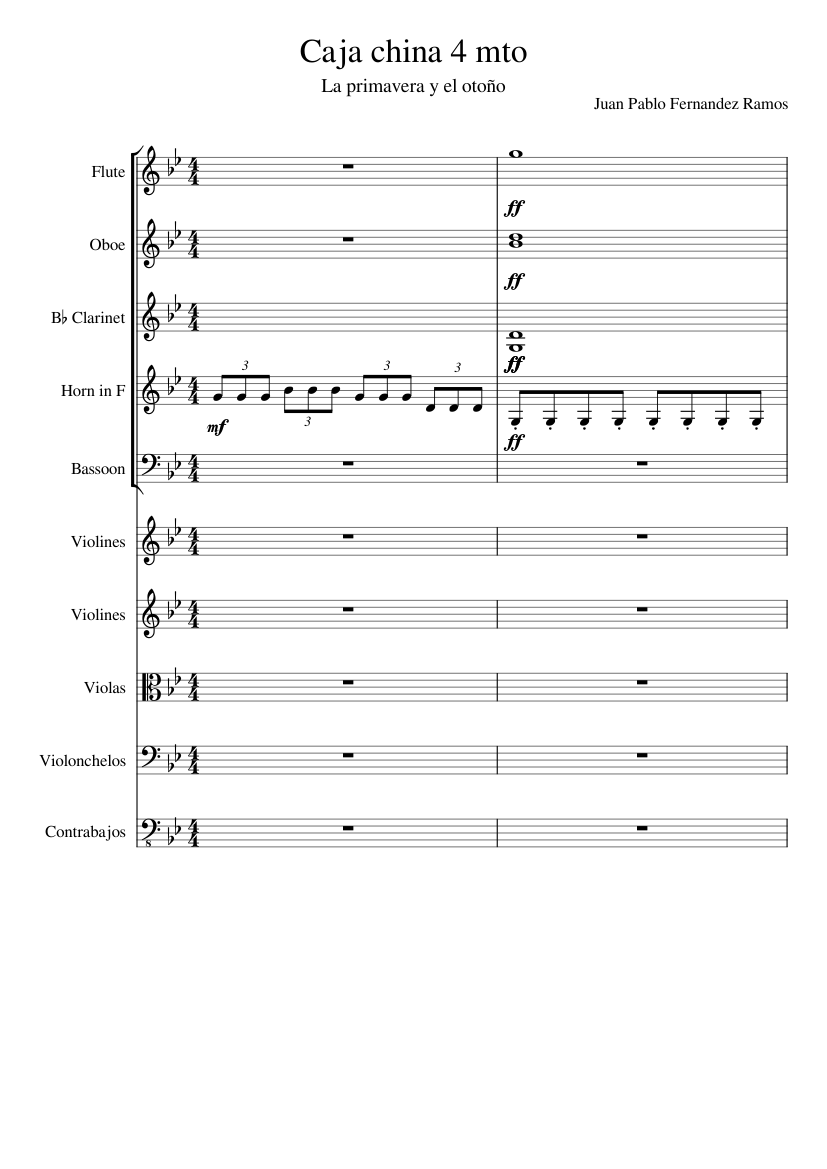 Lirica Instrument Caja china 4 mto la primavera y el otoño - música lírica Sheet music ...