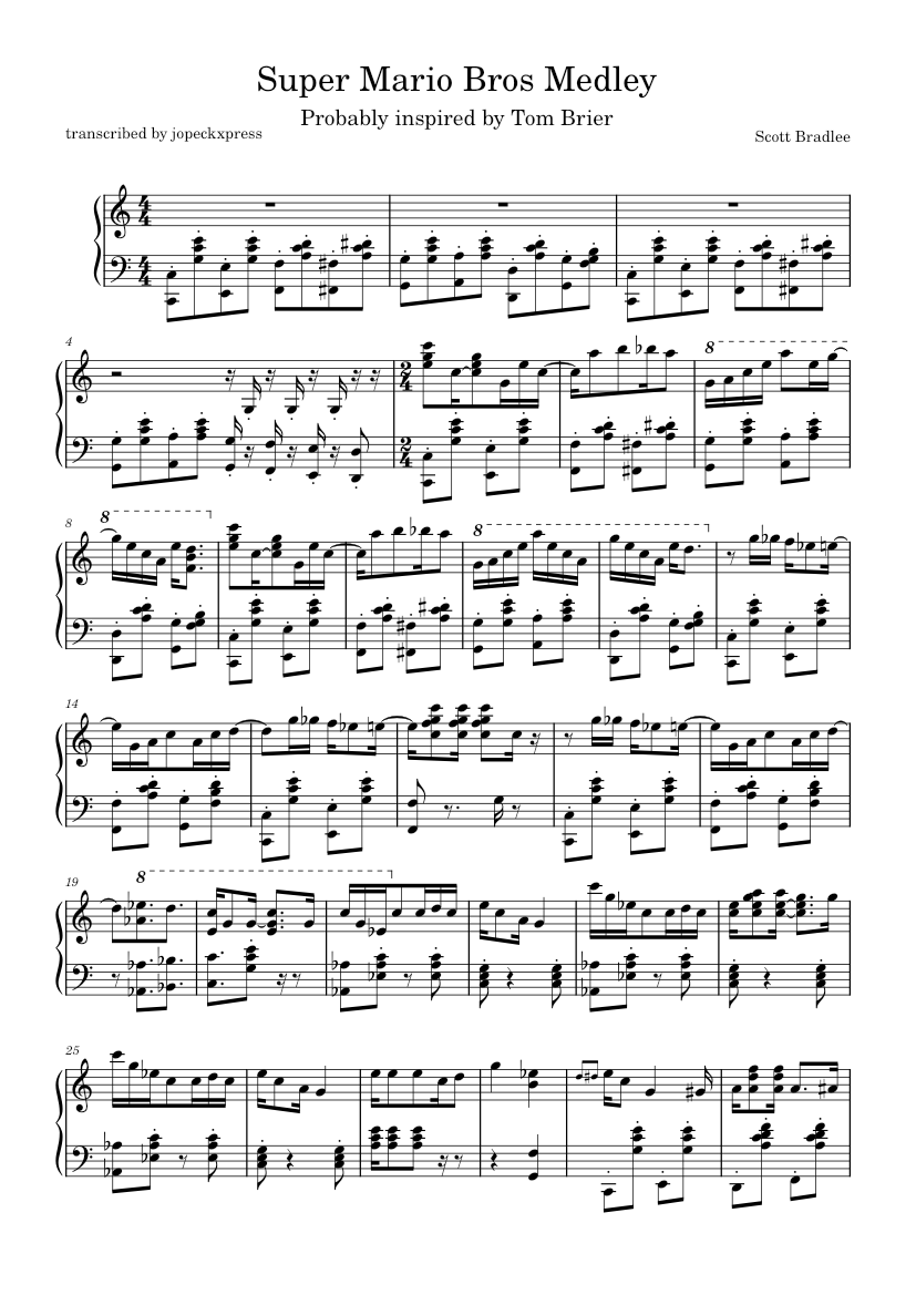 Super Mario Bros. Ragtime Piano Medley – Scott Bradlee Sheet Music for ...