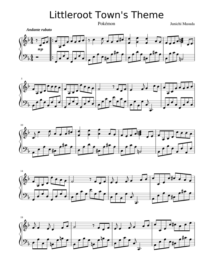 Littleroot Town Sheet music for Piano (Solo) | Musescore.com