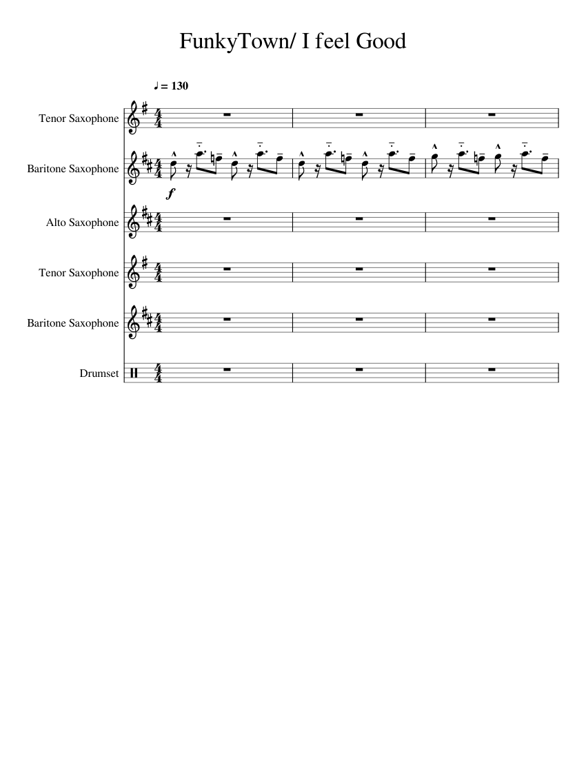 Funky Town I Feel Good Corrected All Sax Sheet Music for Saxophone alto ...