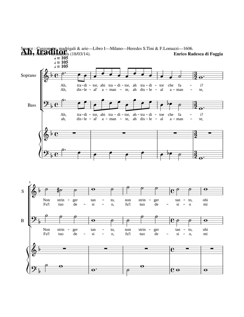 Ah traditor Enrico Radesca piano tutorial