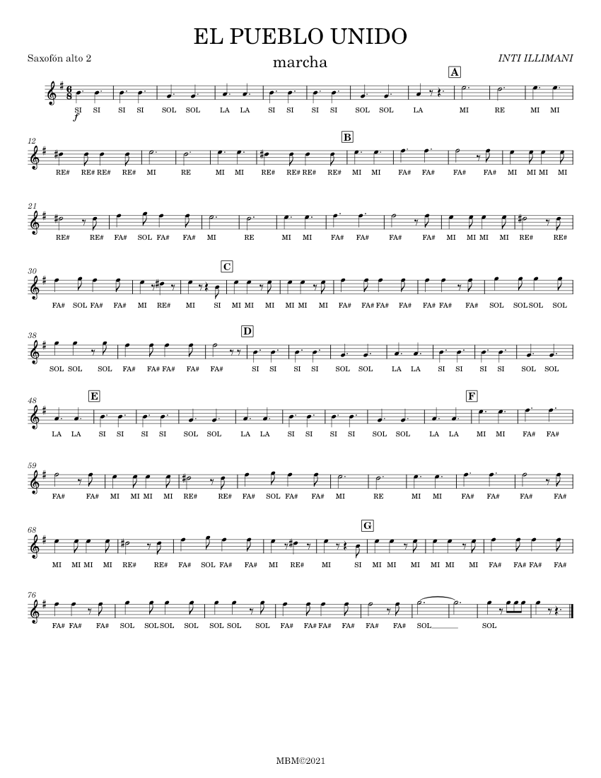 El pueblo unido - Inti Illimani Sheet music for Saxophone alto (Solo ...