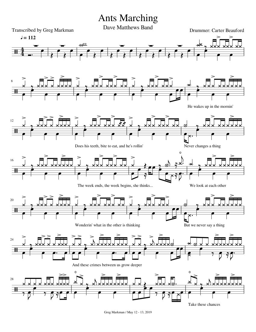 Dave Matthews Band - Ants Marching Sheet music for Drum group (Solo) |  Musescore.com