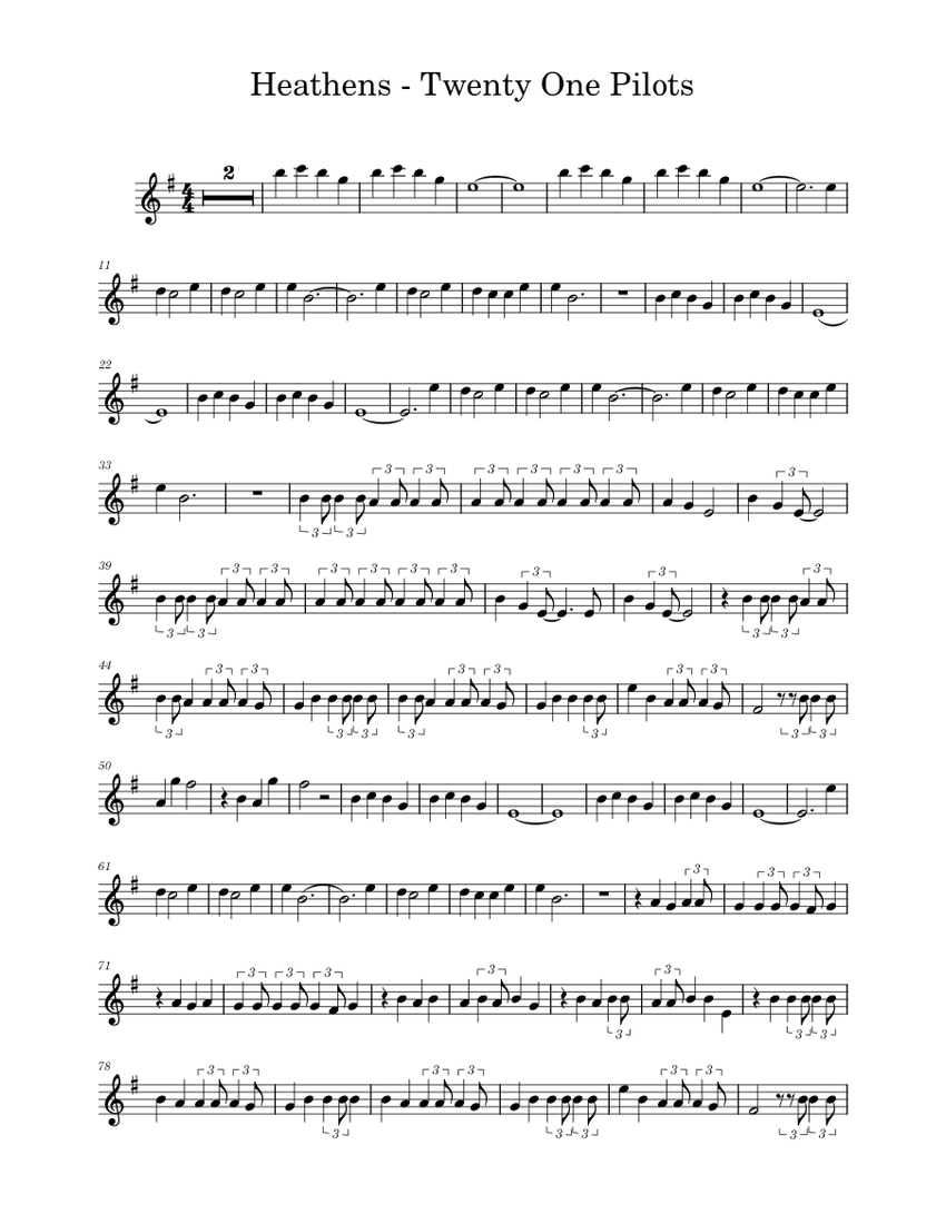 Heathens - Twenty One Pilots Sheet music for Violin (Solo) | Musescore.com