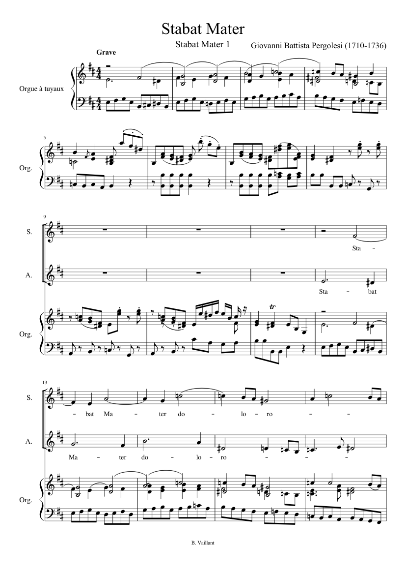 Stabat Mater - Pergolesi Sheet music for Organ (Solo) | Musescore.com