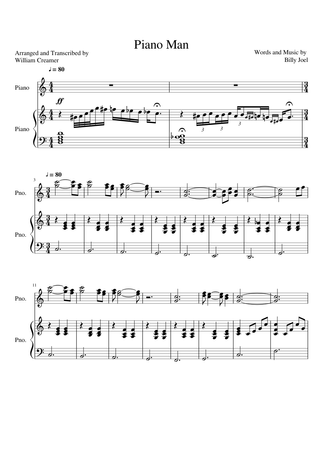Piano Man Piano Sheet Music For Piano Piano Duo Musescore Com