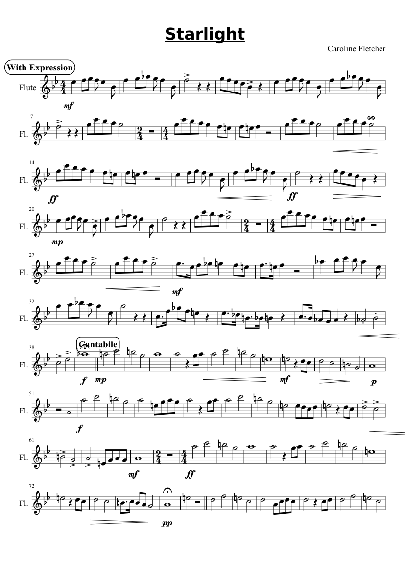 Starlight Sheet music for Flute (Solo) | Musescore.com