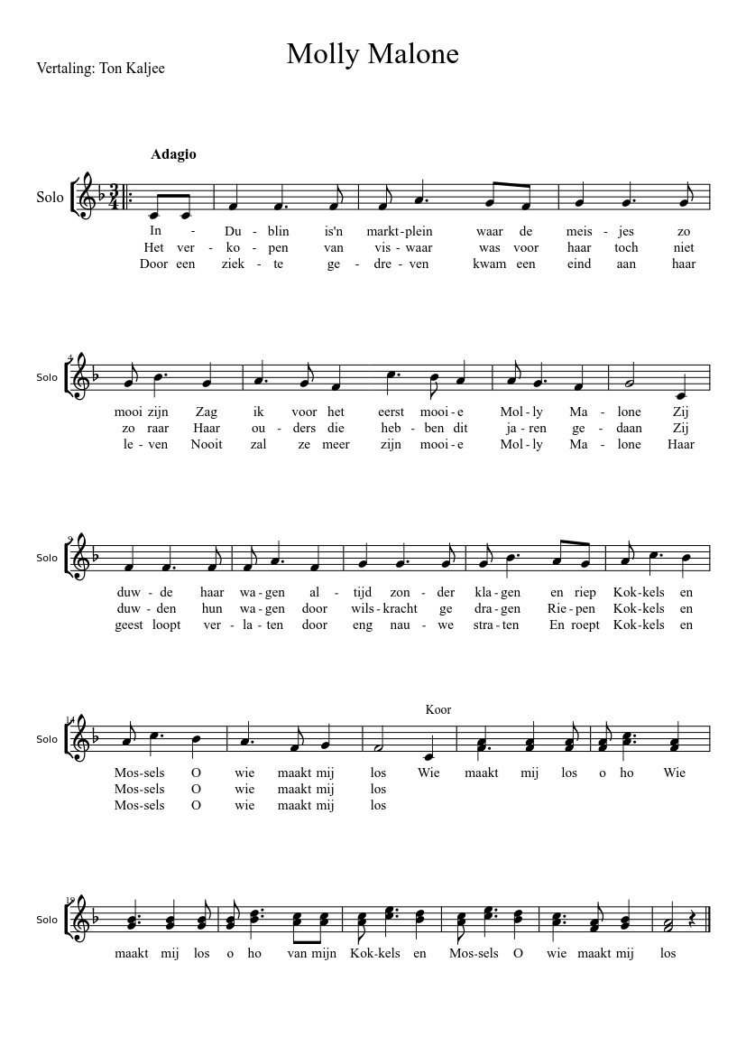 Molly Malone Sheet music for Vocals (Solo) | Musescore.com