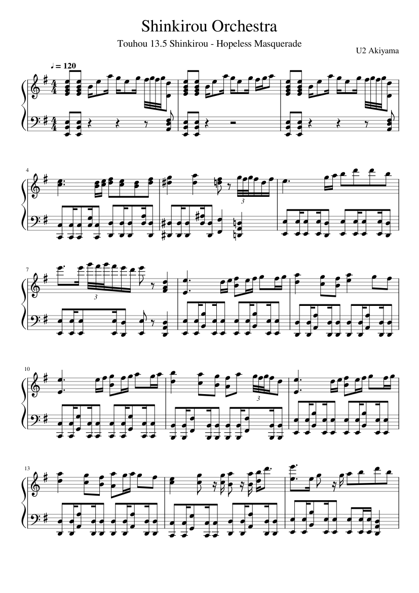 Touhou 13.5 HM - Shinkirou Orchestra - Piano - piano tutorial