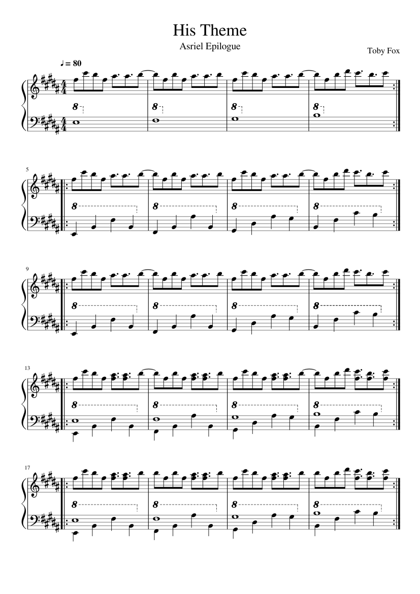 His Theme (090) Sheet music for Piano (Solo) | Musescore.com